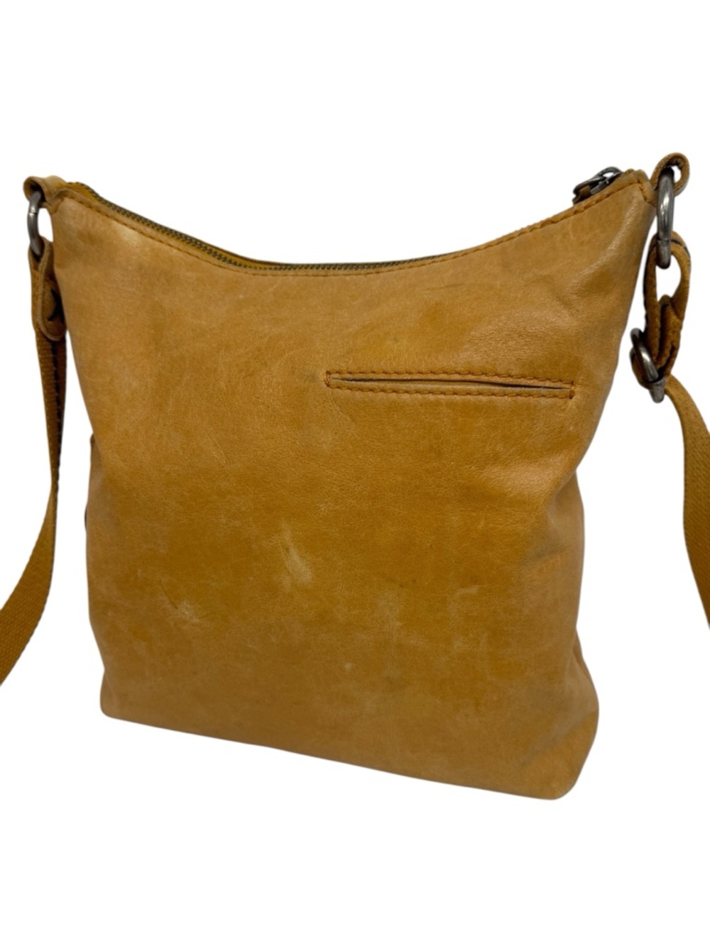 The Sak Camel Brown Leather Peace Sign Design Crossbody Studded Purse Bag 11x11 - Picture 8 of 16